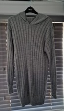 Ladies Grey Sweatshirt Longline Hoodie Hooded Long Line Body Top - Size 8/10/12