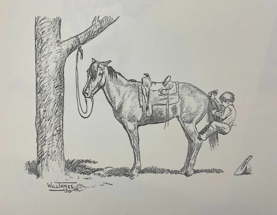 Will James Getting on the Hard Way Black and White Art Print 14 x 11