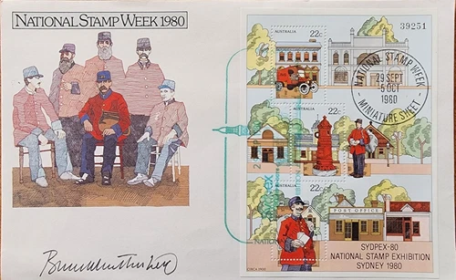 National Stamp Week FDC SYDPEX 90 & Signed by Designer Bruce Weatherhead - Picture 1 of 2
