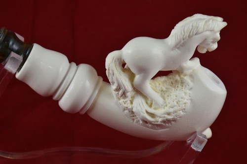 Smooth Cigar Holder with Horse Figure, Meerschaum Pipe, Block Meerschaum - 第 7/9 張圖片