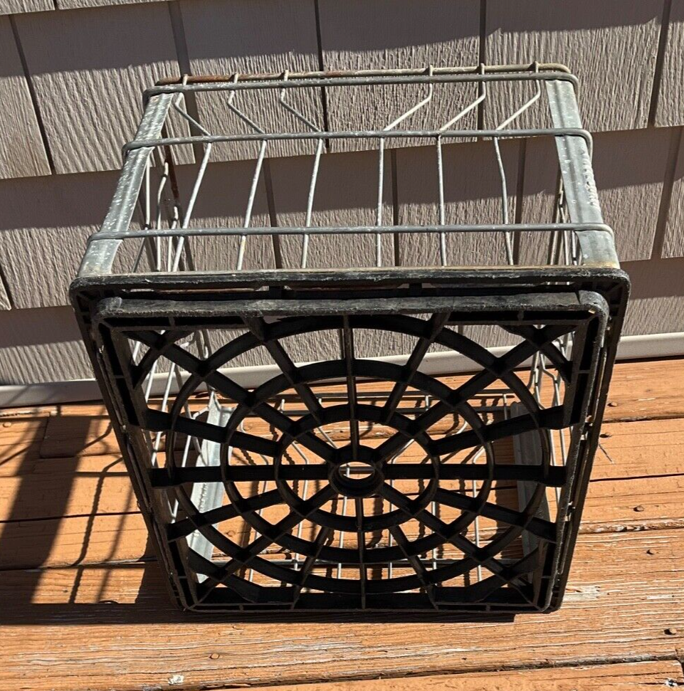 VINTAGE Milk Crate Steel Wire with Plastic Bottom | eBay