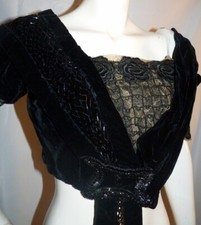 Antique French Velvet  Jet Beaded BODICE Blouse From Paris Victorian Edwardian