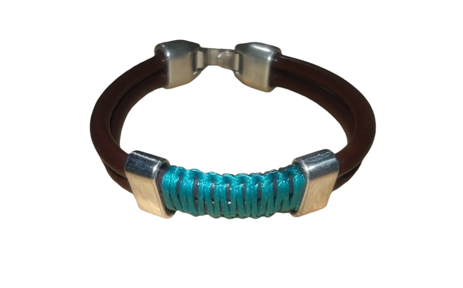 Brazalete de Cuero Marrón. Bisutería Artesanal. Envío Gratis. Producto Nuevo.