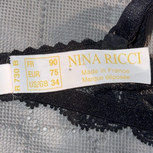 Nina Ricci Paris Women Bra Black Blue Lace Sheer Underwire Lingerie Sexy Diva 34 - Picture 8 of 8