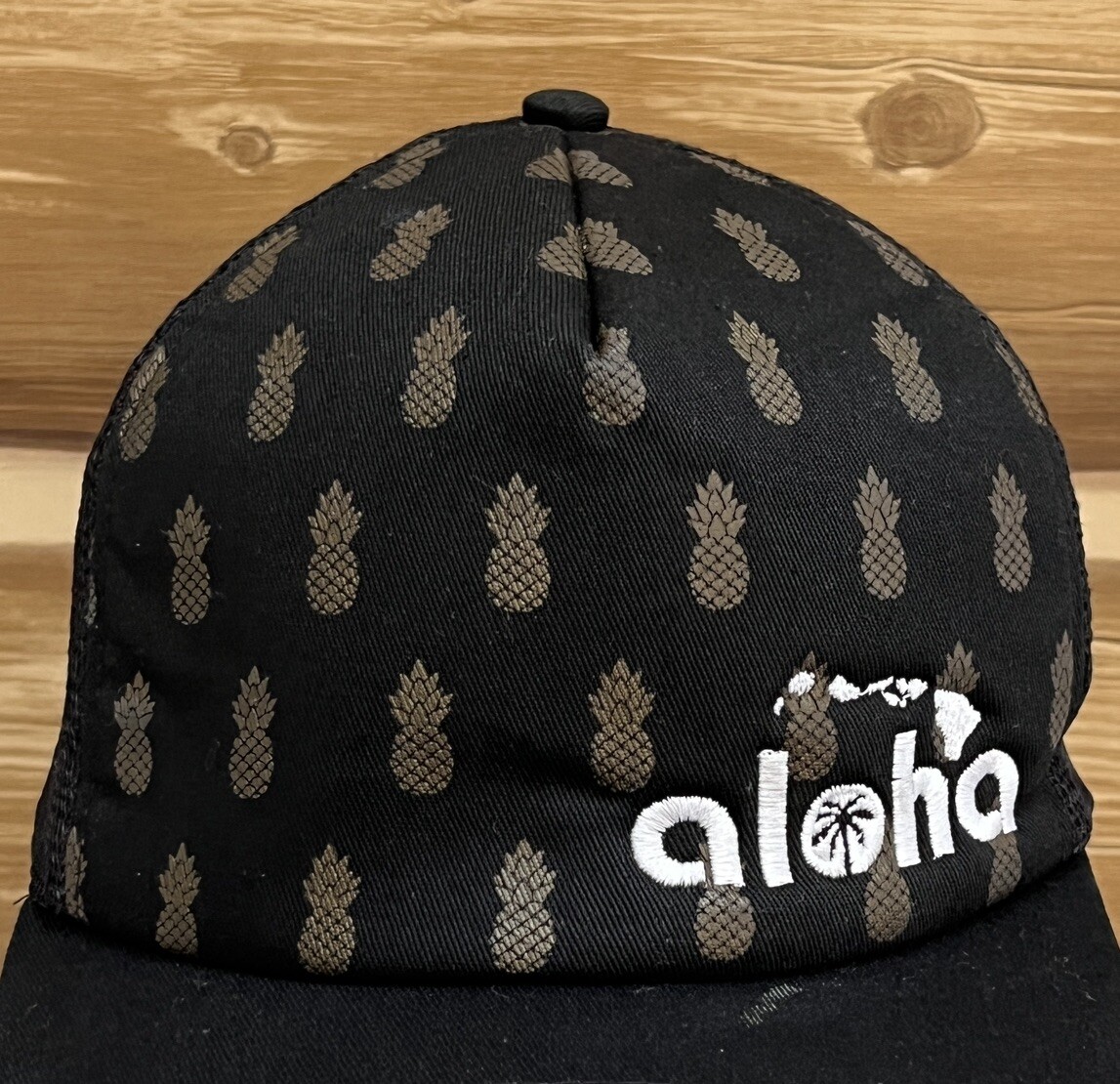 Aloha Pineapple Hat Cap Snap Back Black Trucker M… - image 5