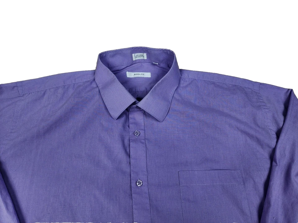Camisa de vestir Adolfo púrpura manga larga para hombre grande 3XL 19/19/1/2 34/35 Foto 4 de 4