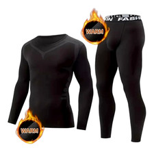 Mens Black Gym Compression Tracksuit Thermal Base Layer Set Size 2XL XXL