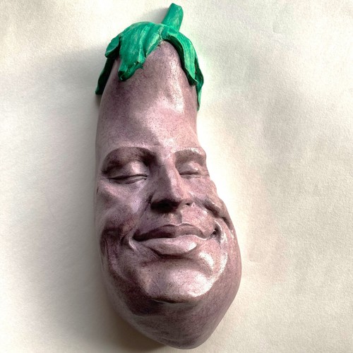 Wetterfeste süße Aubergine Wandskulptur, Gemüse dekorativer Gartenakzent - Bild 3 von 12