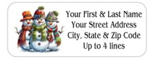 150 Christmas Snowman Trio Mailing Return Address Labels Personalized