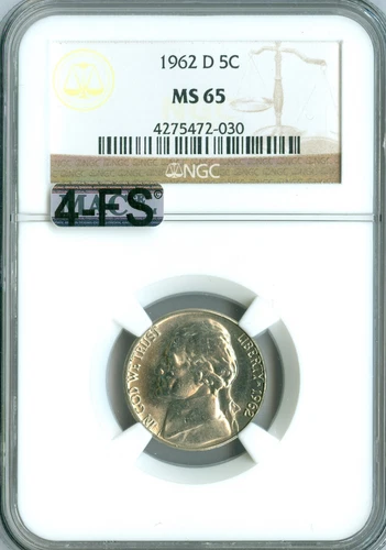 1962 D JEFFERSON NICKEL NGC MS65 MAC 4FS REGISTRY MAC SPOTLESS $2,000 IN FS *