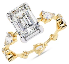 IGI 3.72 Ct Radiant, Pear & Round Lab Grown Diamond Eternity Wedding Ring 14K YG