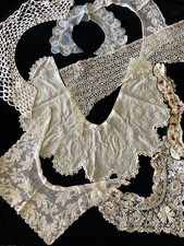 Set of 8 Antique French Edwardian and Art Deco Cotton Lace Collars 1910 1930s