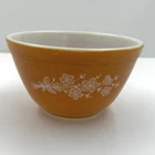 Vintage Pyrex 401 Golden Butterfly Small Mixing Bowl Orange 750ml White Flowers