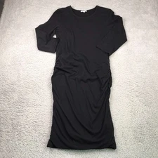 Standard James Perse Ruched Sheath Dress Womens 4/XL Black Cottonb Bodycon