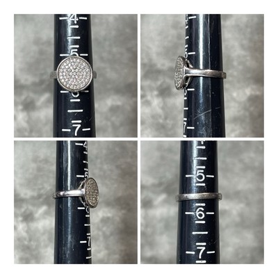 Sterling Silver Cubic Zirconia Circle Cluster Disk Band Ring 925 Sz 5.5