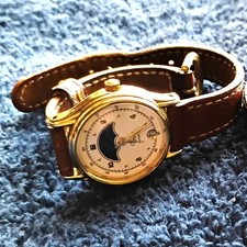 Vintage 1994 Timex Sun/Moon Day/Night Women's Gold Date Watch Brown Leather