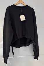 Image of NEW AllSaints Black Cropped Sweatshirt UK 10 (EU 38) Drawstring Hem RRP £119