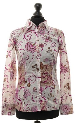Jette Joop Damen Bluse Hemdbluse 36 rosa Paisley Langarm 100% Baumwolle