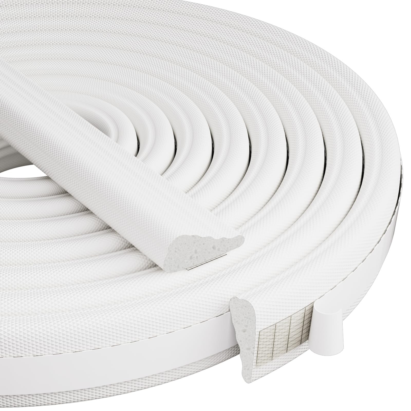 118” Wedge-Shape Foam Window Weather Stripping Door Seal 118", White