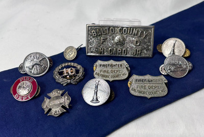 Vtg Baltimore County Fire Department Lot Belt Buckle Pins & Buttons