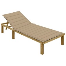 Bois de Pin Imprégné Chaise Longue avec Coussin Gris Bain de Soleil vidaXL
