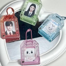 1 Inch Acrylic Photocard Holder Pendant Card Sleeve Keychain Display Frame