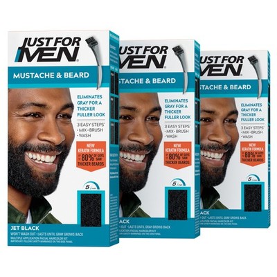 Men s Beard & Mustache Color Kit with Brush   Jet Black Facial Hair Coloring Set