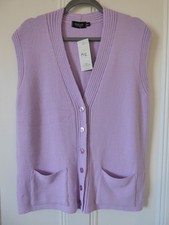 Guran Collection, Women's Lilac Gilet style sleeveless cardigan - Size M/L