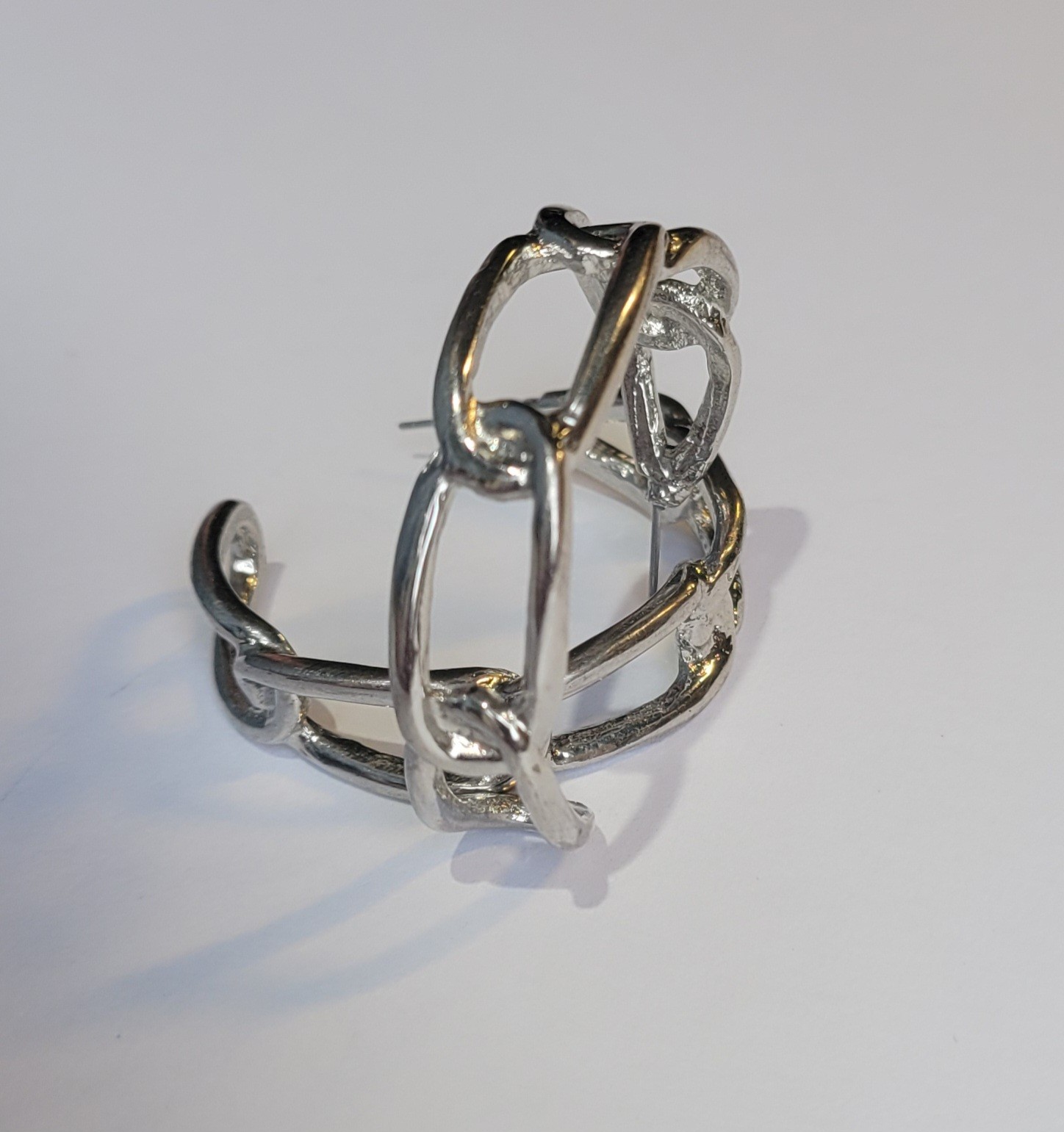 Vintage Silver Plated Interlocking Chain Link Lar… - image 4