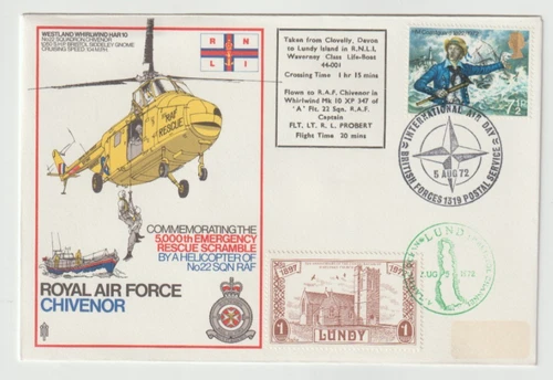 5/8/1972 UK GB Flown Cover - 5000th Emergency Rescue Scramble by Helicopter