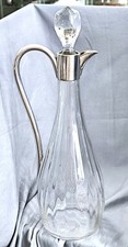 Large Carafe, Handle Carafe, Optically Blown, Silver-Plated Mounting, 39 Cm