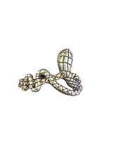 Snake Serpent Silver Tone Ring Lightweight Detailed Size 8.25 Striking 2.94g
