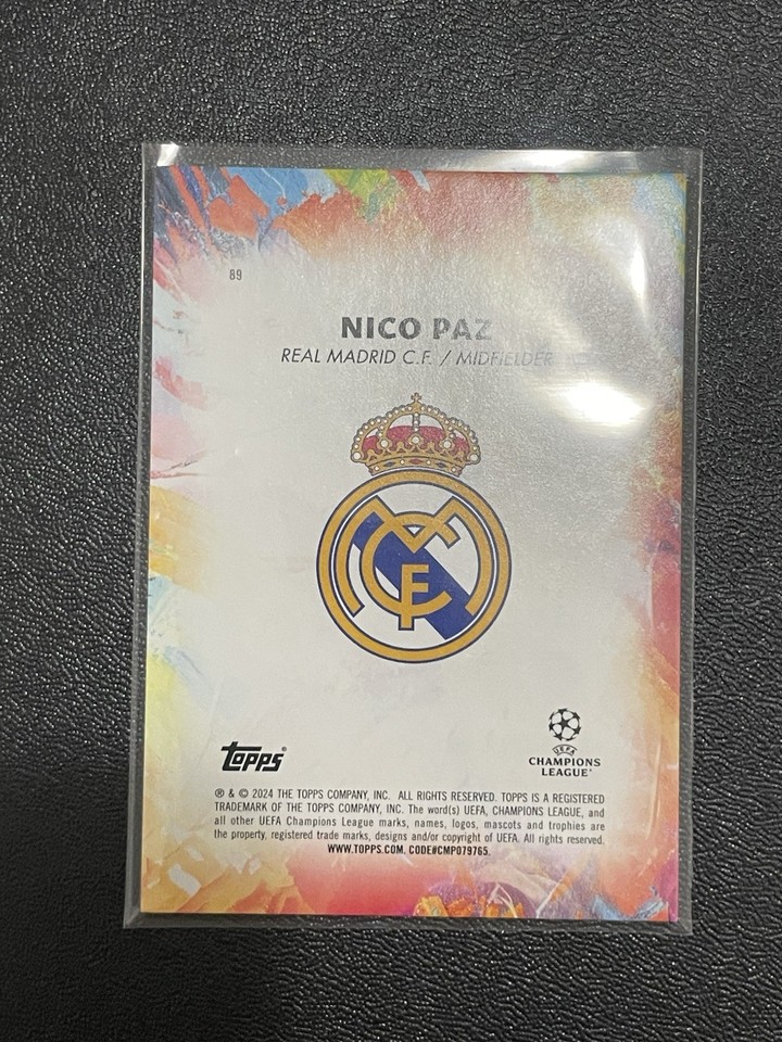 Carte Topps Inception Nico Paz Autographe /5 - BGS 9, Rookie SSP, Real Madrid 23-24