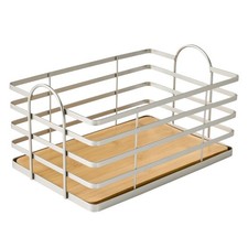 Better Homes  Gardens Satin Nickel Wire Storage Basket with Bamboo Bottom