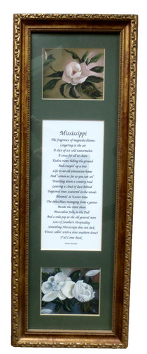 BEAUTIFULLY FRAMED POEM ENTITLED "MISSISSIPPI" BY AMELIA CLARK 25" X 9"