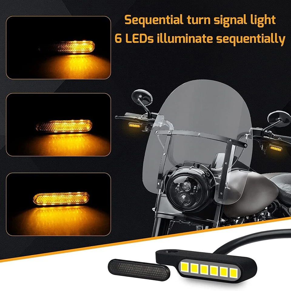 Handlebar LED Turn Signals Blinker Light Chrome For Harley Sportster 883 1200 48 Foto 3 de 4