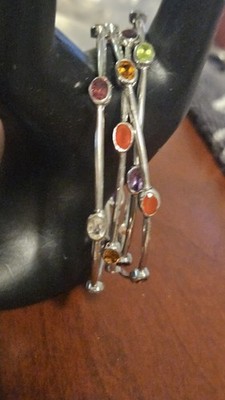 4er Set 925 Sterling Silber Armreif vorsteckbar Amethyst Citrin Topas Chakra 28g