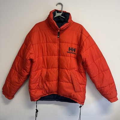 Helly Hansen Red & Navy Reversible Down Feather Quilted Puffer Coat. Size M