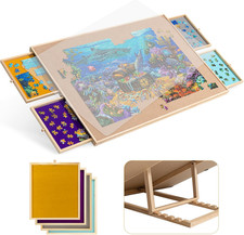 1500-Pc Tilting Puzzle Board with 4 Colorful Drawers  Cover, Adjustable Jigsaw