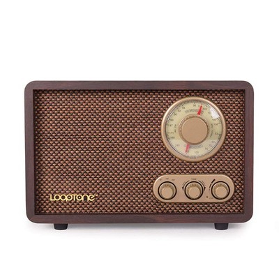 LoopTone Retro Wood FM AM Radio Bluetooth MP3 Player - Built-in Antenna & Speake