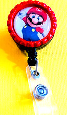Super Mario Mario 1 Id badge holder retractable alligator clip