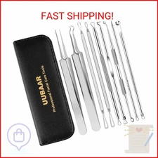 UUBAAR 9 PCS Blackhead Remover & Pimple Popper Tool Kit with Stainless Steel Twe