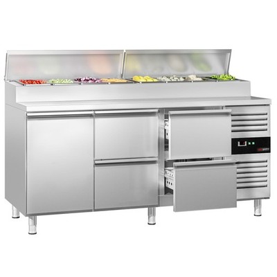 GGM Gastro Zubereitungstisch PREMIUM - 1795mm - 1 Tür & 4 Schubladen - für 8x GN