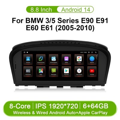 für BMW E60 E61 E90 E91 CCC 8.8'' Android 14 Autoradio CarPlay GPS Navi USB WIFI