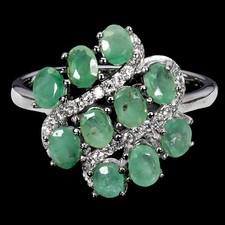 925 Sterling Silver Ring Oval Emerald 4x3mm Natural Gemstone Jewelry Size 7