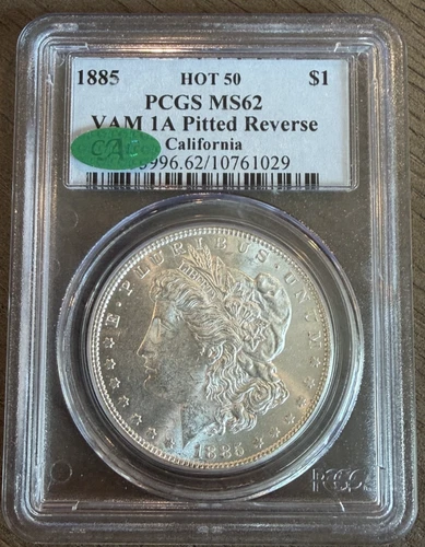 1885 Morgan Silver Dollar VAM 1A Pitted Reverse Hot 50 ~ PCGS MS62 CAC Approved!
