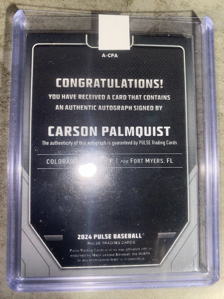 2024 Pulse Baseball Carson Palmquist Rockies Auto RC #A-CPA - Image 2 of 2