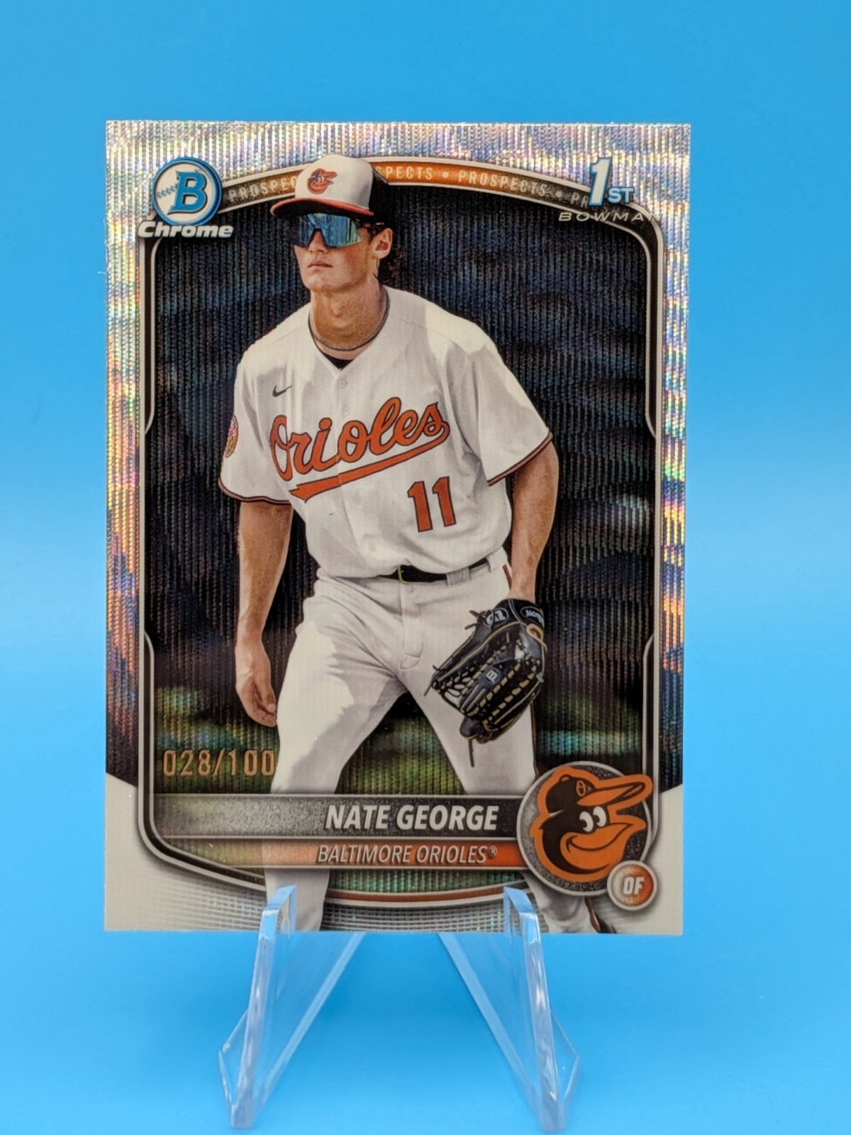 2025 Bowman Chrome NATE GEORGE 1st Bowman Wave Refractor /100 Orioles