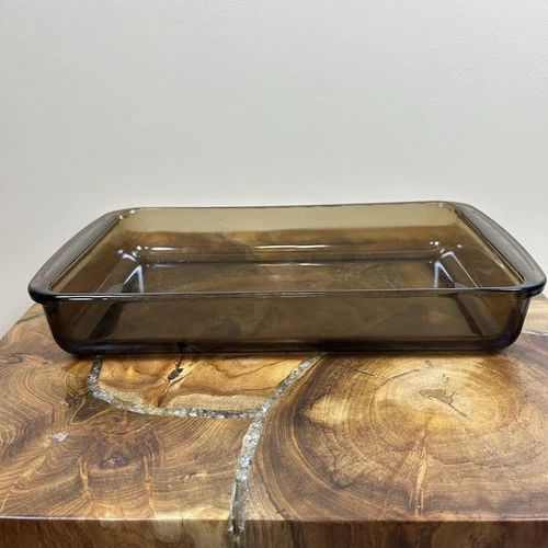 Pyrex Corning Baking Casserole Dish #232 Brown Amber Glass 28x18x4cm Vintage