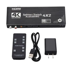 HDMI Switch 4X2 With Audio Separation 4 in 2 out 4K@60Hz HDMI Switcher with ARC